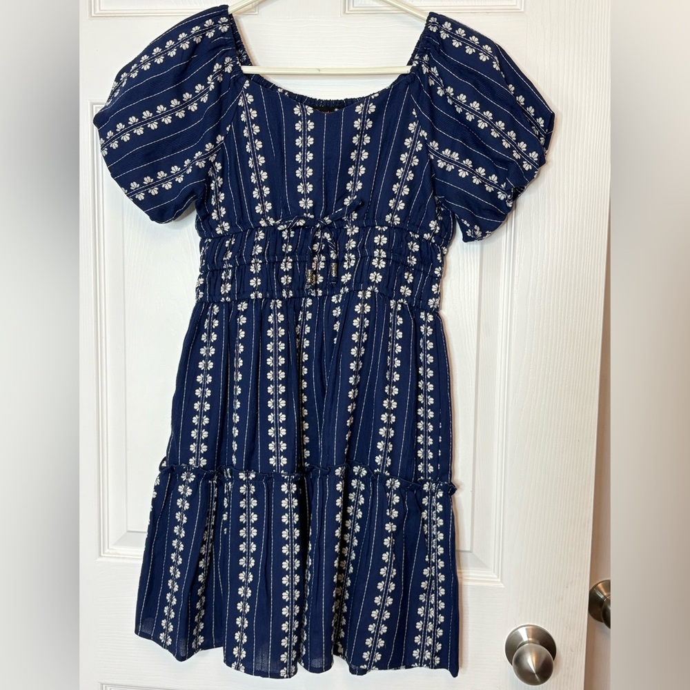 Xhilaration Navy Dress with White Floral Design
